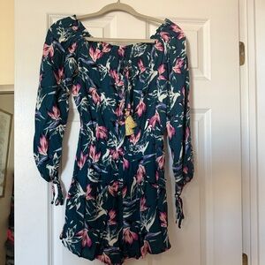 Teal and Pink Floral Romper